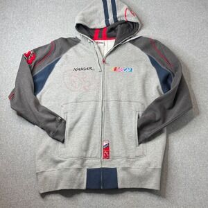 NASCAR 63 Chase Authentics Zip Up‎ Hoodie Men's Large Gray Racing Jacket